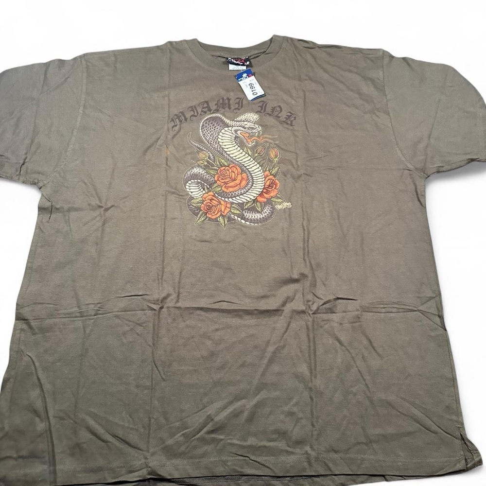 Miami Ink NWT Men’s Cobra Tattoo Olive T-Shirt Size 4XL‎